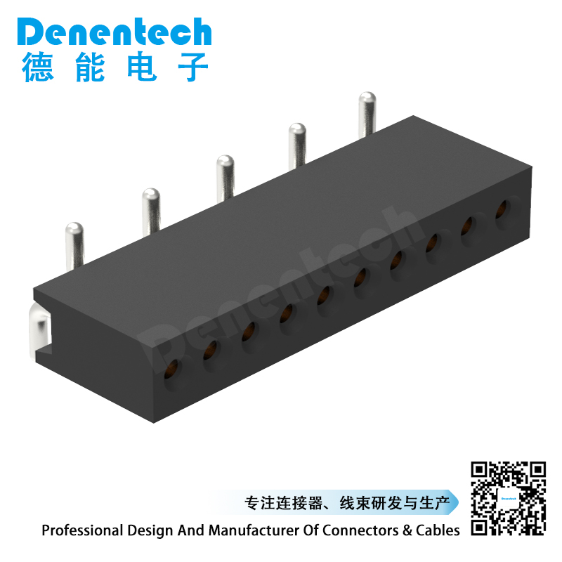 Denentech 工厂促销1.27MM圆P排母H4.10xW2.20单排立贴圆孔排母座连接器